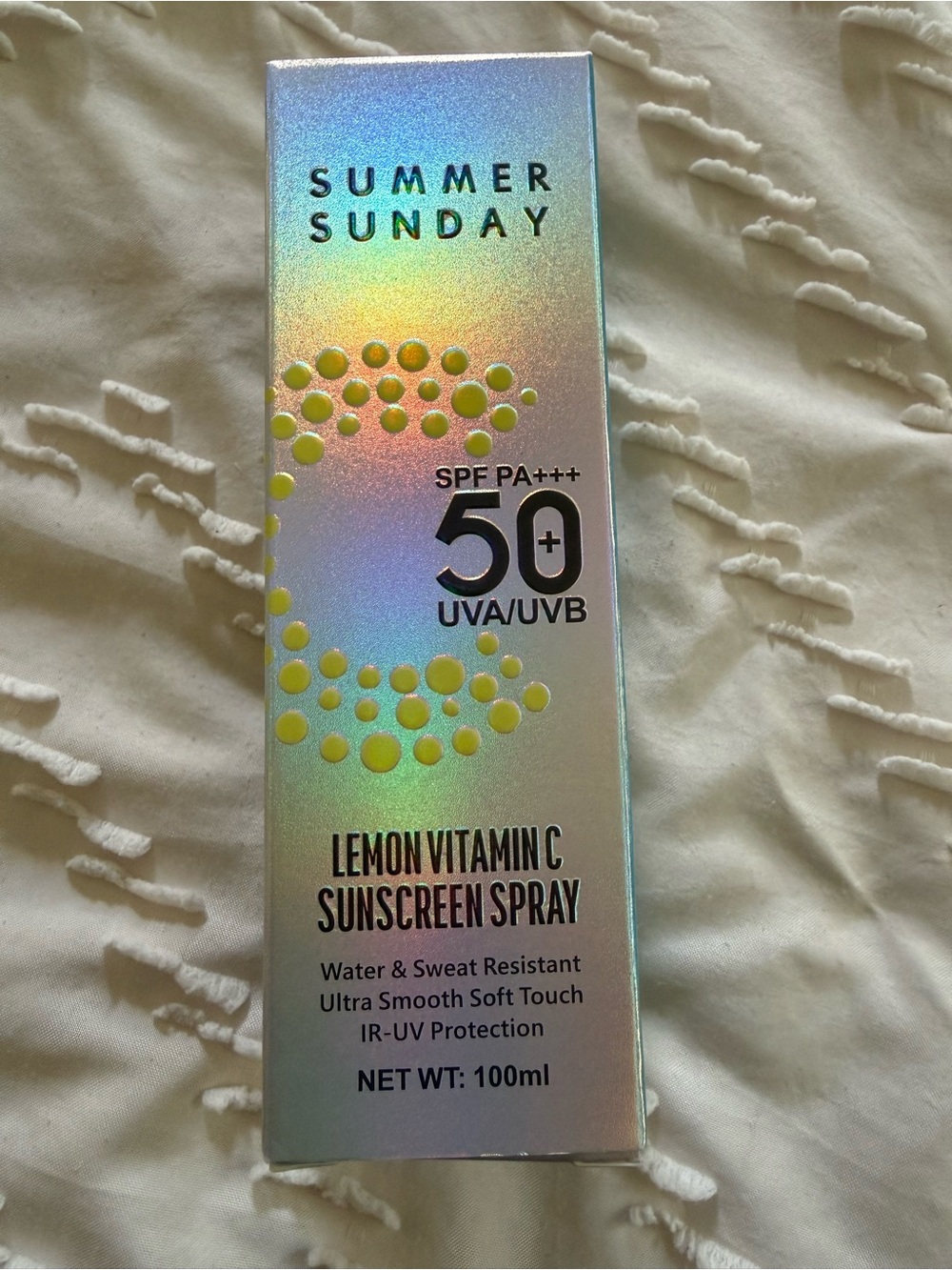 Summer Sunday Lemon Vitamin C SPF 50 Sunscreen Spray - Iridescent Packaging